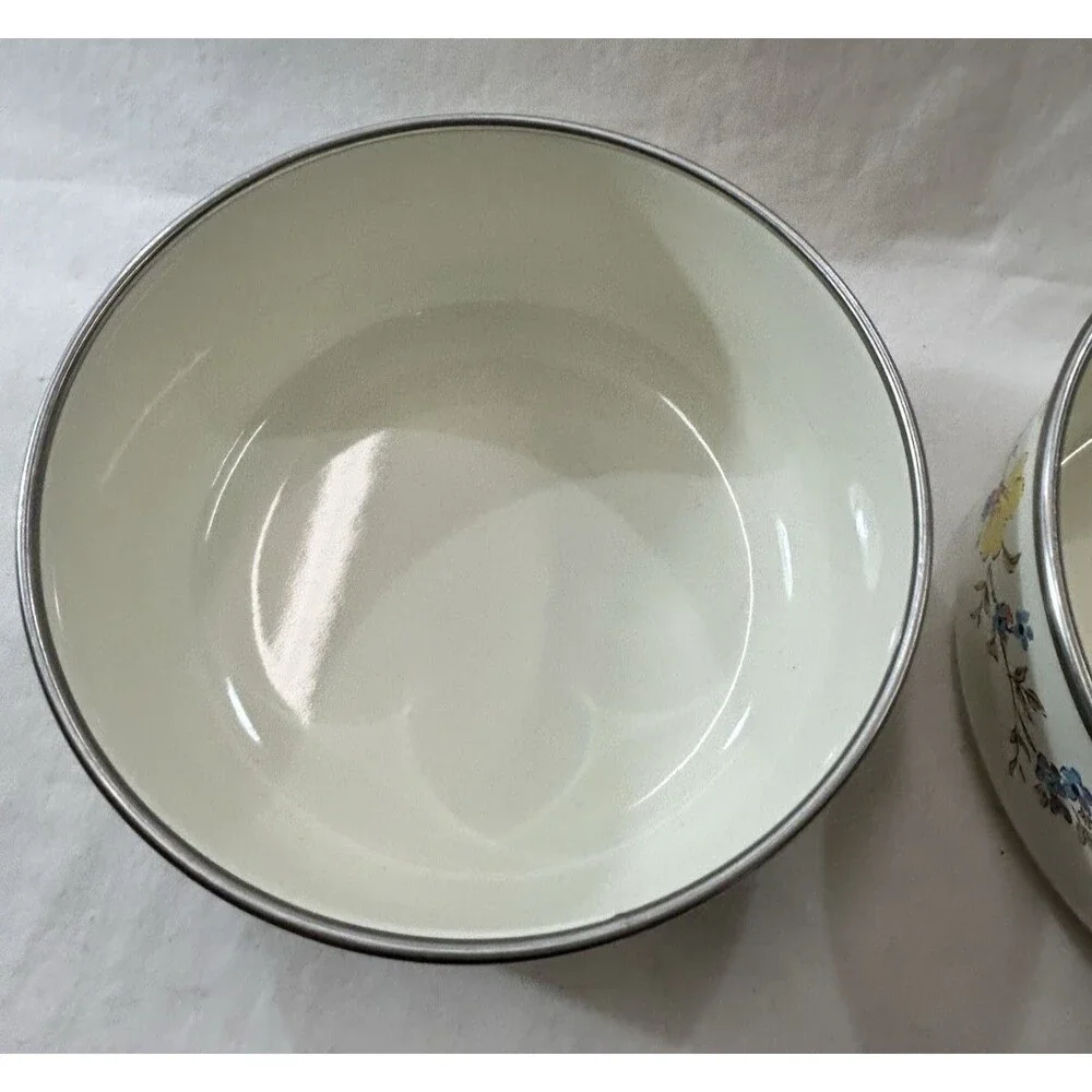 Vintage Saltera Enamel Nesting Bowls Set 2 - Himark Gourmet Kitchen Floral